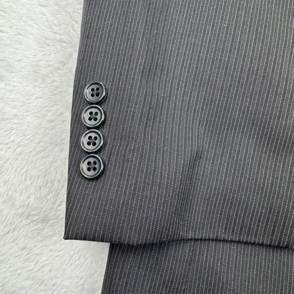 JOE Joseph Abboud Blazer Mens 40R Charcoal Grey Pinstripe 100% Wool Sport Coat